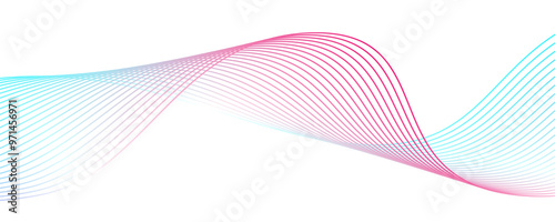 Abstract background with a glowing wave. Panoramic shiny moving lines design element. Modern purple, blue gradient flowing wave lines. Futuristic technology concepts. Web banner, banner backdrop