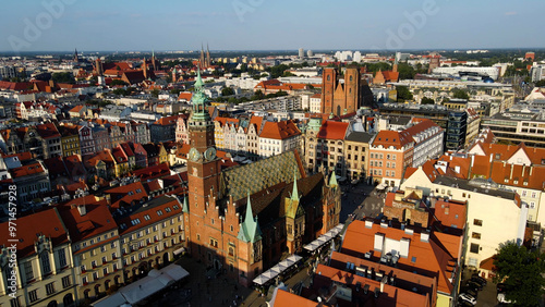 view city from the height of modern wish development architecture Europe Wroclaw Poland