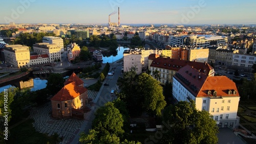 city Europe beautiful top view aerial photography of Wroclaw Poland photo