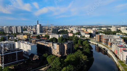 city Europe beautiful top view aerial photography of Wroclaw Poland photo