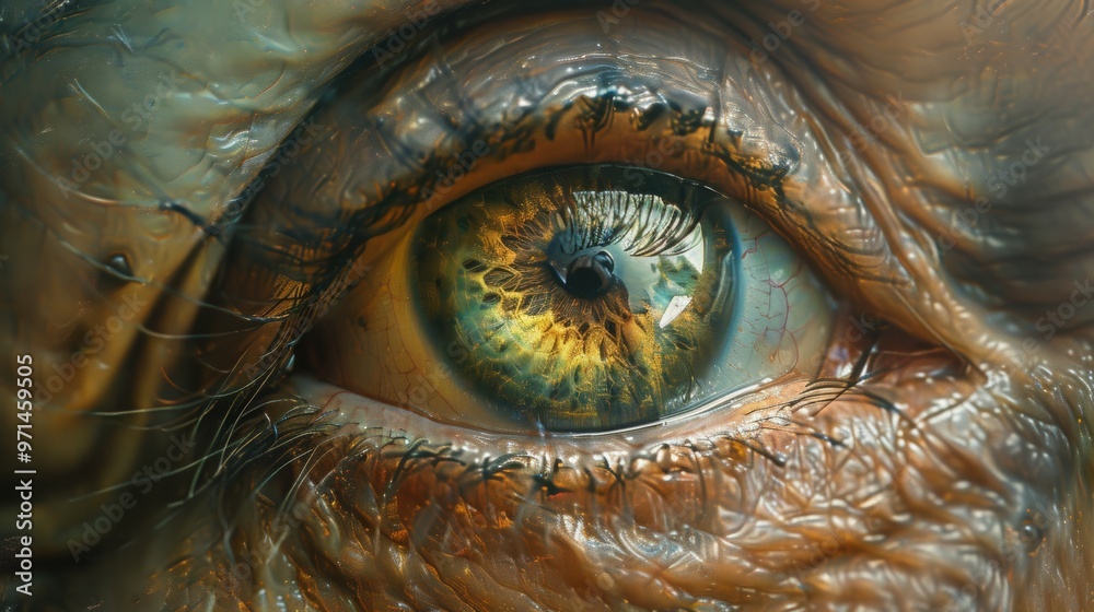 Closeup of a Human Eye with Gold and Blue Colors Closeup of a Human Eye with Gold and Blue Colors