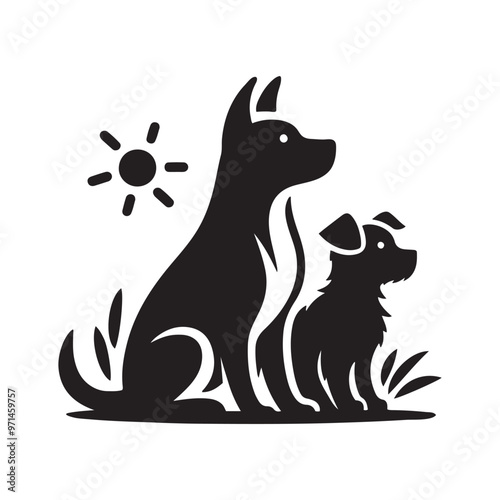 Dog icon set Vector illustration silhouette