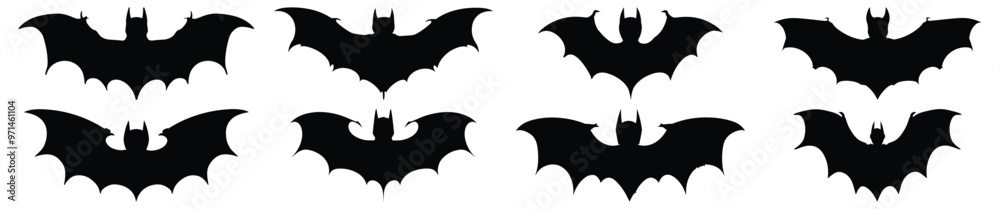 Fototapeta premium Bat silhouette set vector design big pack of bat illustration and icon