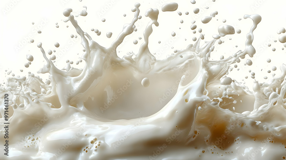 A close-up of milk splashing, creating dynamic shapes and textures. A close-up of milk splashing, creating dynamic shapes and textures.