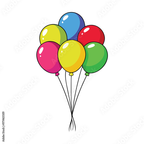 Vibrant Balloon Bunch Design Perfect for Party Invitations and Celebratory Branding.