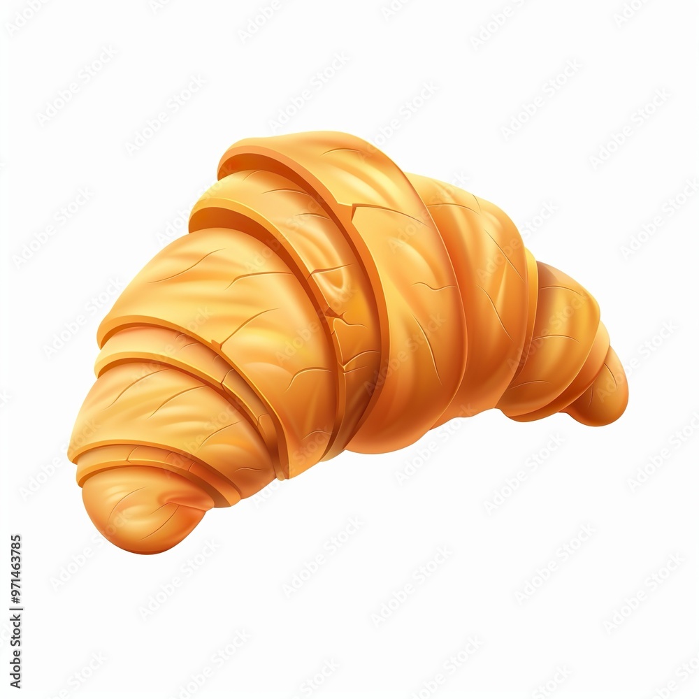 Croissant icon white background, 3D Rendering, isometric isolated on a white background Croissant icon white background, 3D Rendering, isometric isolated on a white background