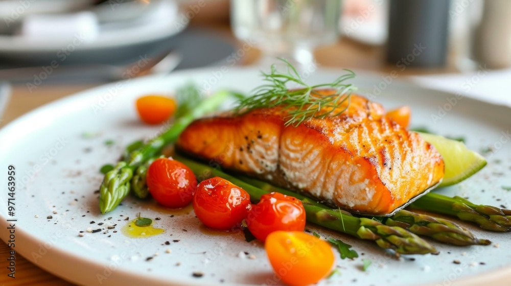 Grilled Salmon with Asparagus and Cherry Tomatoes - A Culinary Delight Grilled Salmon with Asparagus and Cherry Tomatoes - A Culinary Delight