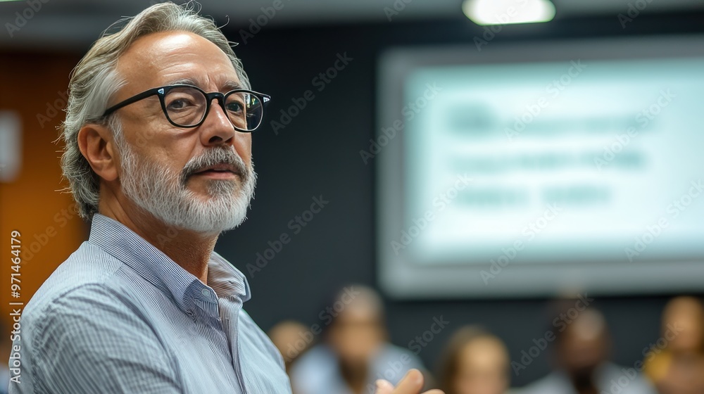 Professional Healthcare Workshop: Seminar with Experts Taking Notes and Interacting, Presentation Slides Displayed Professional Healthcare Workshop: Seminar with Experts Taking Notes and Interacting, Presentation Slides Displayed