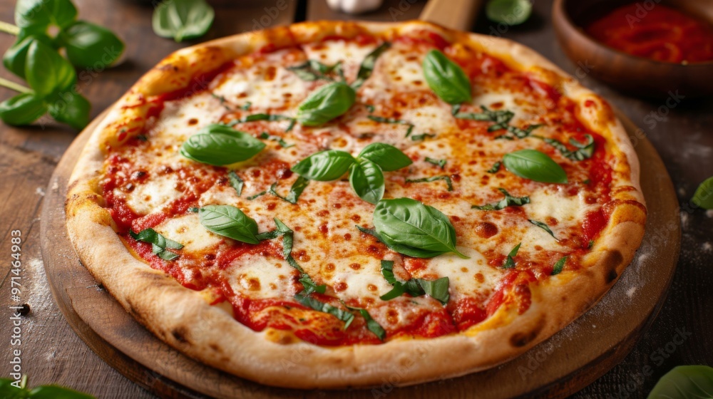 Margherita Pizza with Fresh Basil and Mozzarella Margherita Pizza with Fresh Basil and Mozzarella