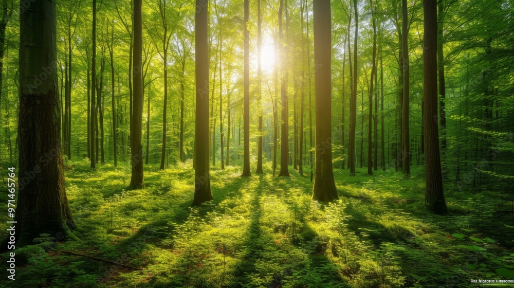 Sunbeams Through a Lush Forest - Nature Photography Sunbeams Through a Lush Forest - Nature Photography