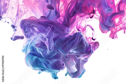 Vibrant fluid abstract composition with swirling colors isolated on transparent background