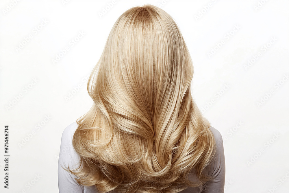 Naklejka premium Blond wig, long wavy hair, on a white background