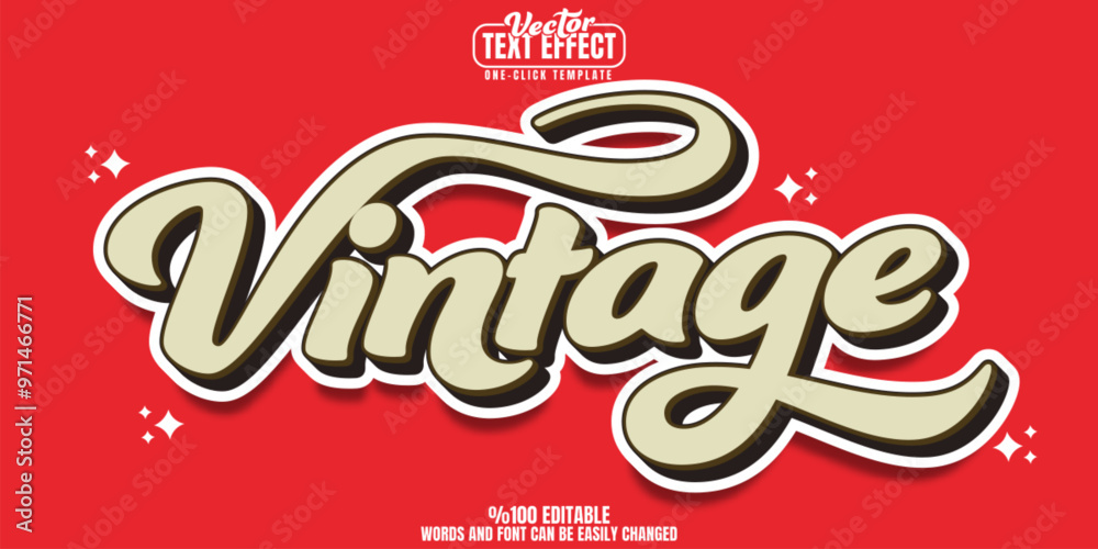 Fototapeta premium Vintage editable text effect, customizable 60s and retro 3d font style