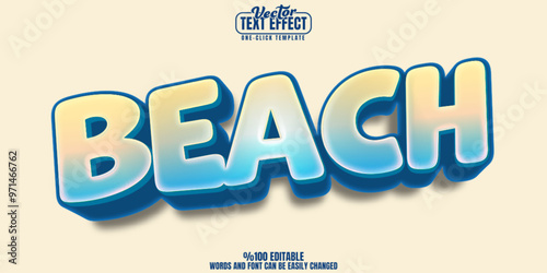 Beach editable text effect, customizable ocean and sand 3d font style