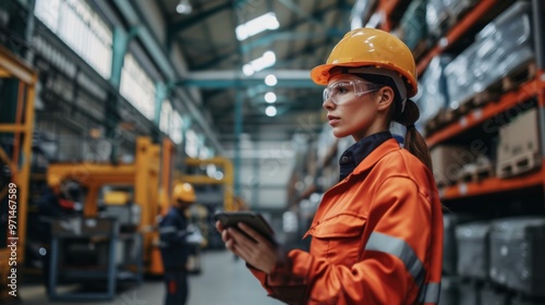 Industrial Worker in a Warehouse with Safety Gear