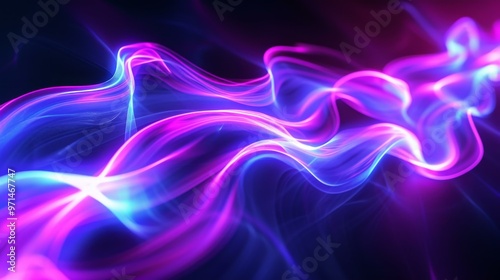 Abstract Glowing Waves in Blue and Purple