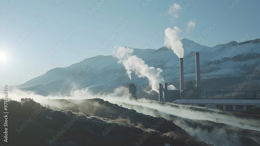 Fototapeta premium Geothermal Power Plant Harnessing Renewable Energy from Earth s Heat for Sustainable Electricity