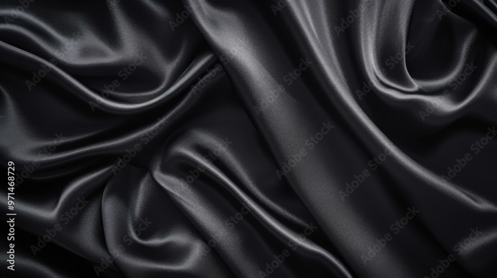 Fototapeta premium Black Satin Fabric Texture: Draped and Elegant