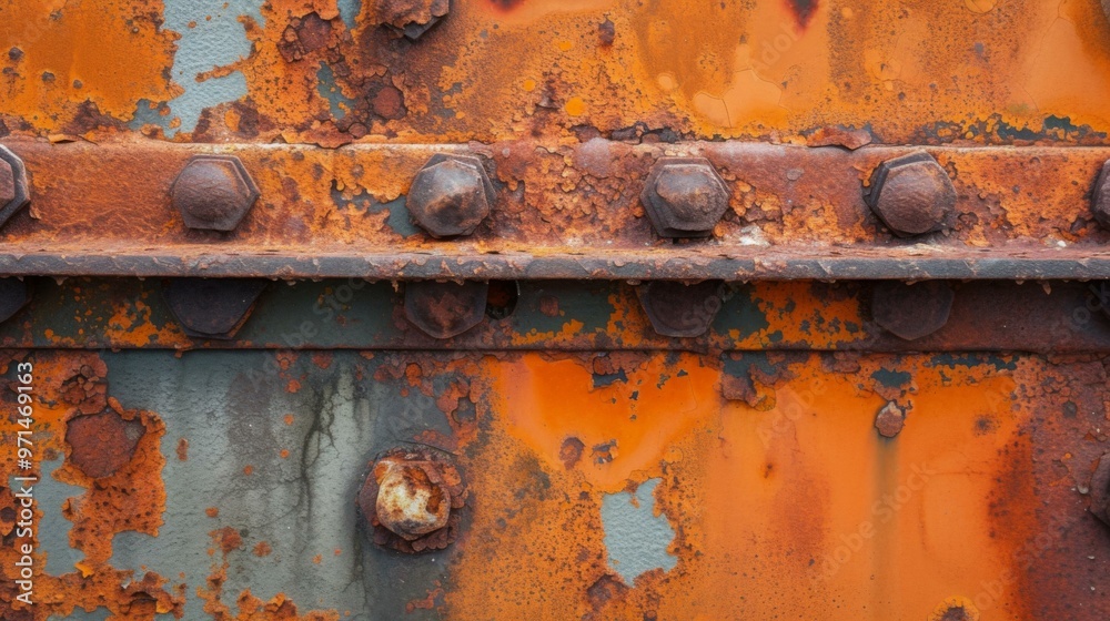 Close-up of Rusty Metal Surface with Bolts Close-up of Rusty Metal Surface with Bolts