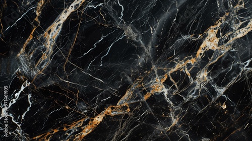 Black Marble with Golden Veins: Elegant Texture Background