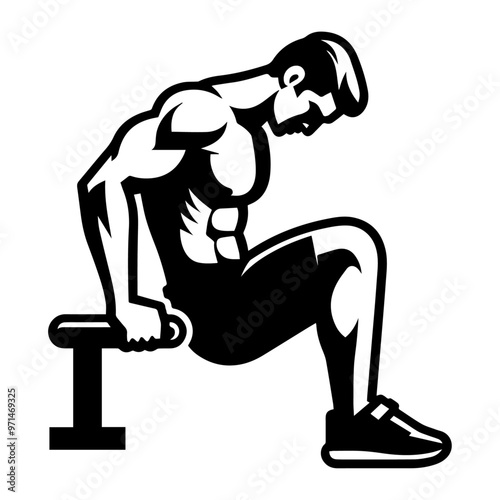Tricep dips exercise vector icon.