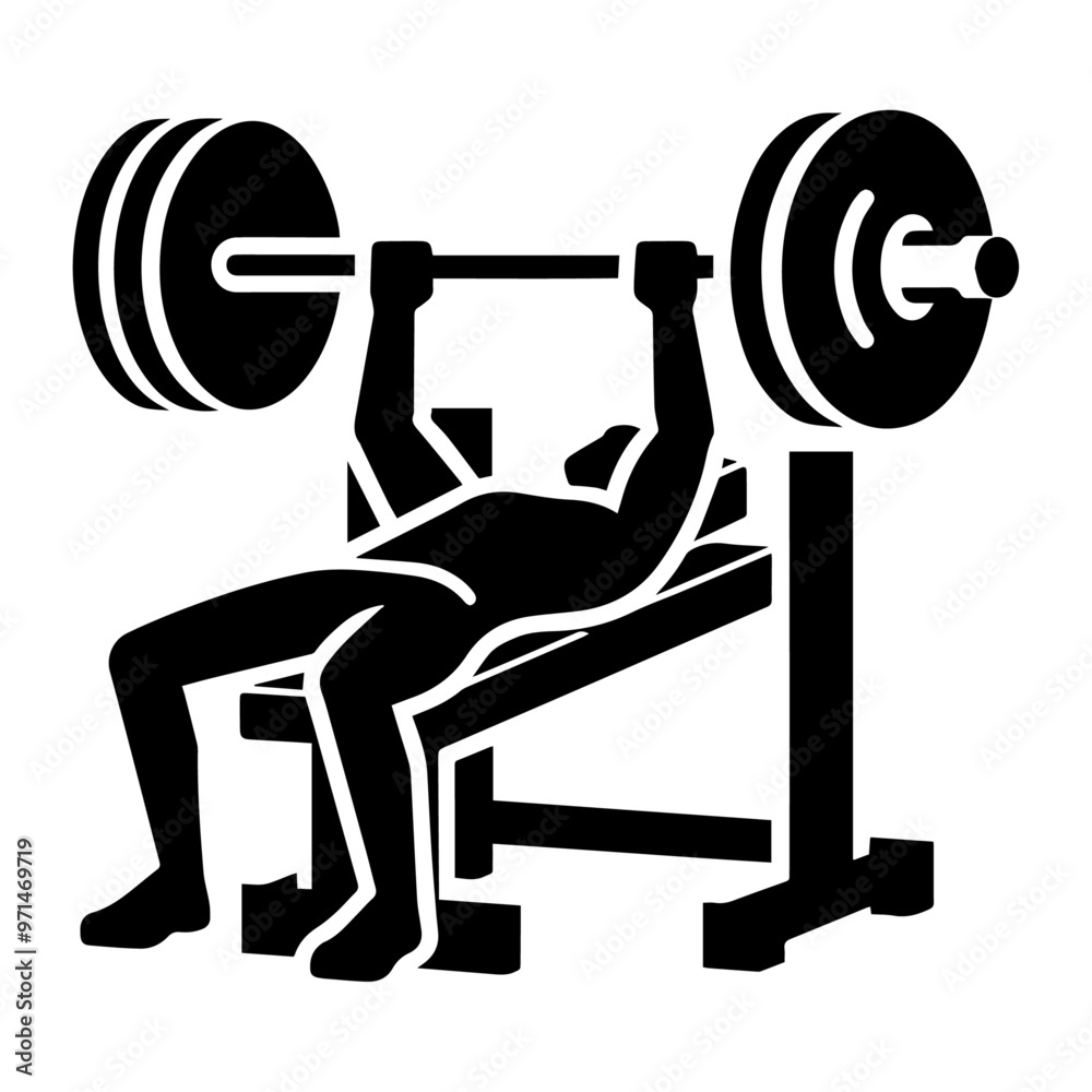 Bench press exercise vector icon. Bench press exercise vector icon.