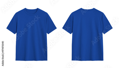Mockup of a blank blue t shirt with front and back views