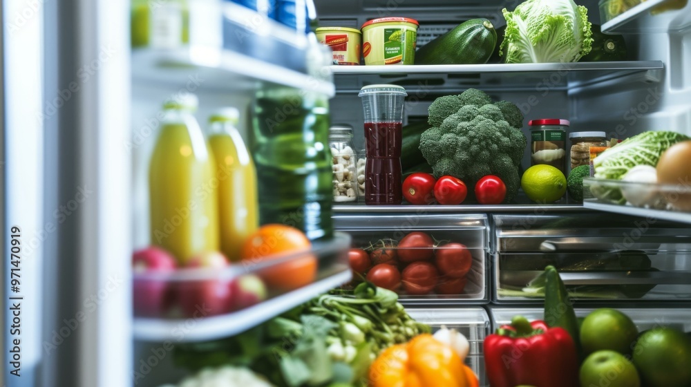 Fresh Produce in a Well-Stocked Refrigerator Fresh Produce in a Well-Stocked Refrigerator