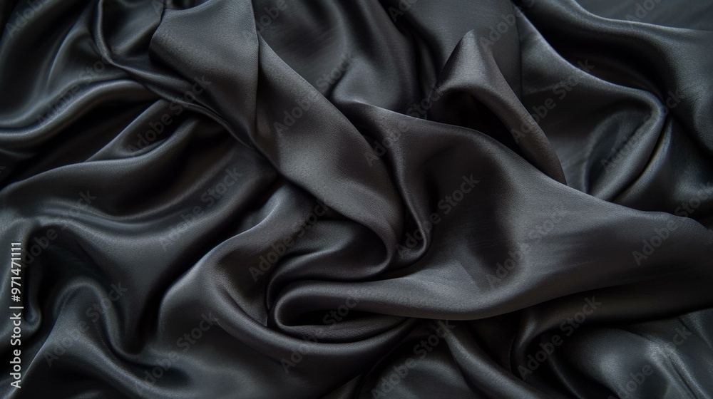 Black Satin Fabric Texture - Smooth, Draped & Elegant Background