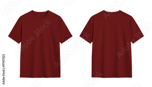 Two maroon t shirts mockup for graphic designers and brands.