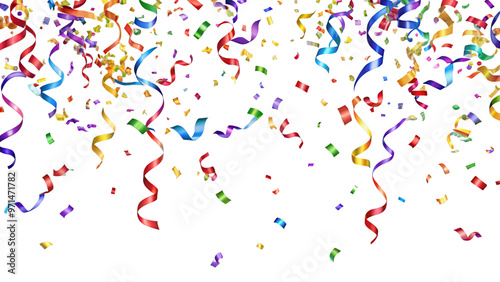 Colorful ribbons flying isolated on white background