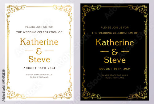 Frame for invitation in modern vintage style. Frame template for cards, posters, banners