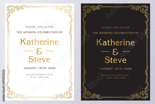 Frame for invitation in modern vintage style. Frame template for cards, posters, banners