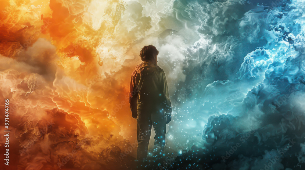 Fototapeta premium Movie poster for a film titled 'God Wins', light vs dark.