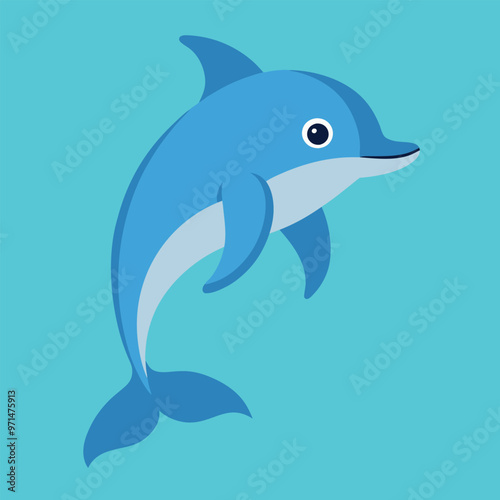       Bottlenose dolphin vector art illustration.
