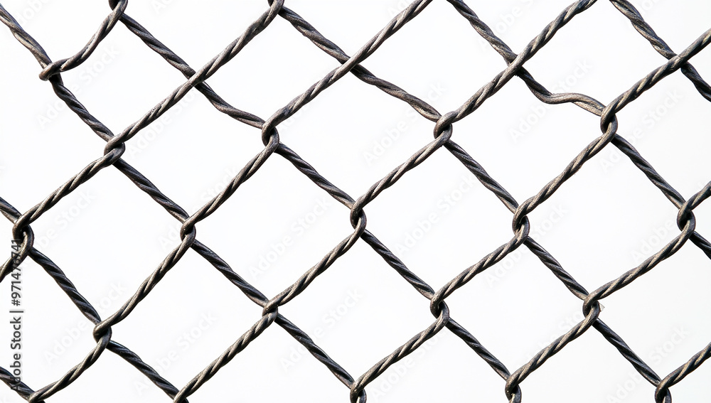 Close-up of a wire mesh fence isolated on a white background Close-up of a wire mesh fence isolated on a white background