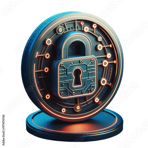 3d Smart Lock icon in circle