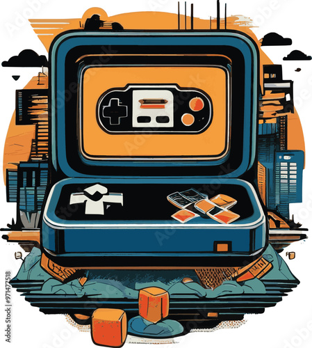 Vector Illustration of a Retro Consol Game