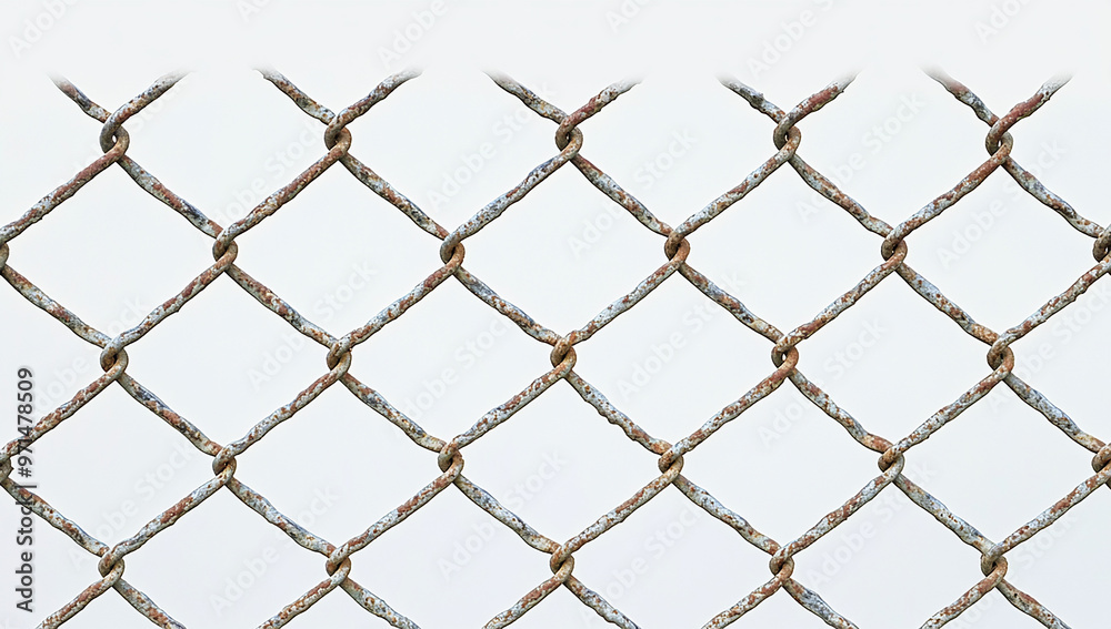 Close-up of a wire mesh fence isolated on a white background Close-up of a wire mesh fence isolated on a white background