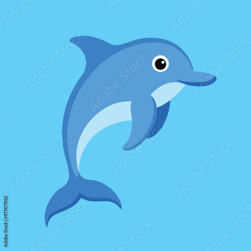  Bottlenose dolphin vector art illustration. 