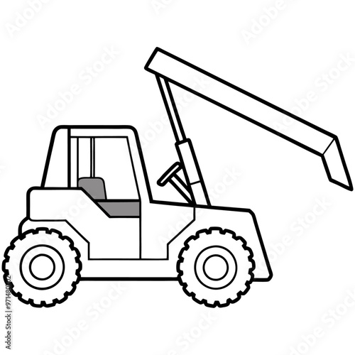 telehandler machine outline coloring book page line art drawing