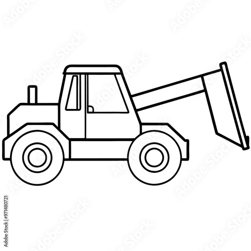 telehandler machine outline coloring book page line art drawing