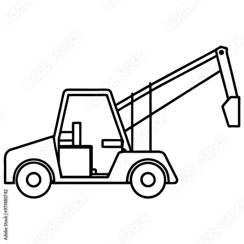telehandler machine outline coloring book page line art drawing