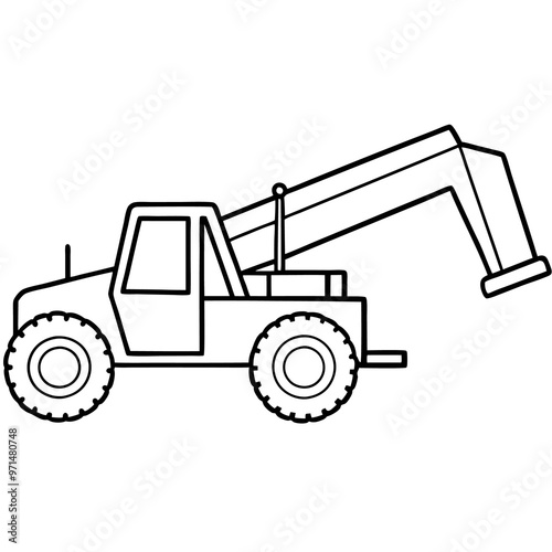 telehandler machine outline coloring book page line art drawing