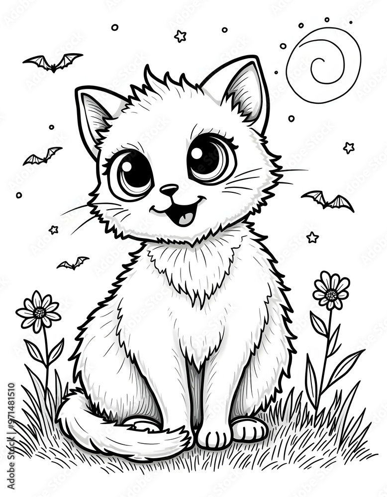 Obraz premium Halloween line art design for coloring page