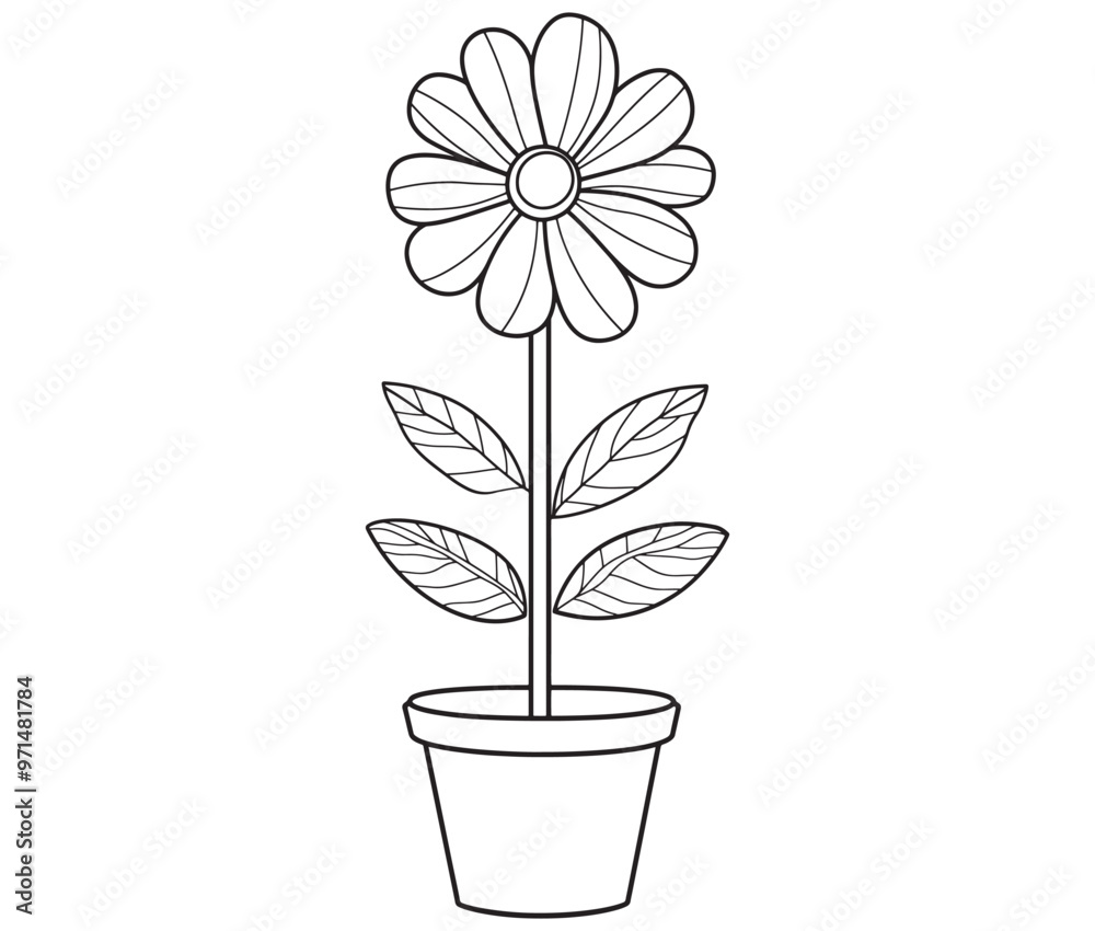 Flower in a pot cartoon flower illustration vector Flower in a pot cartoon flower illustration vector