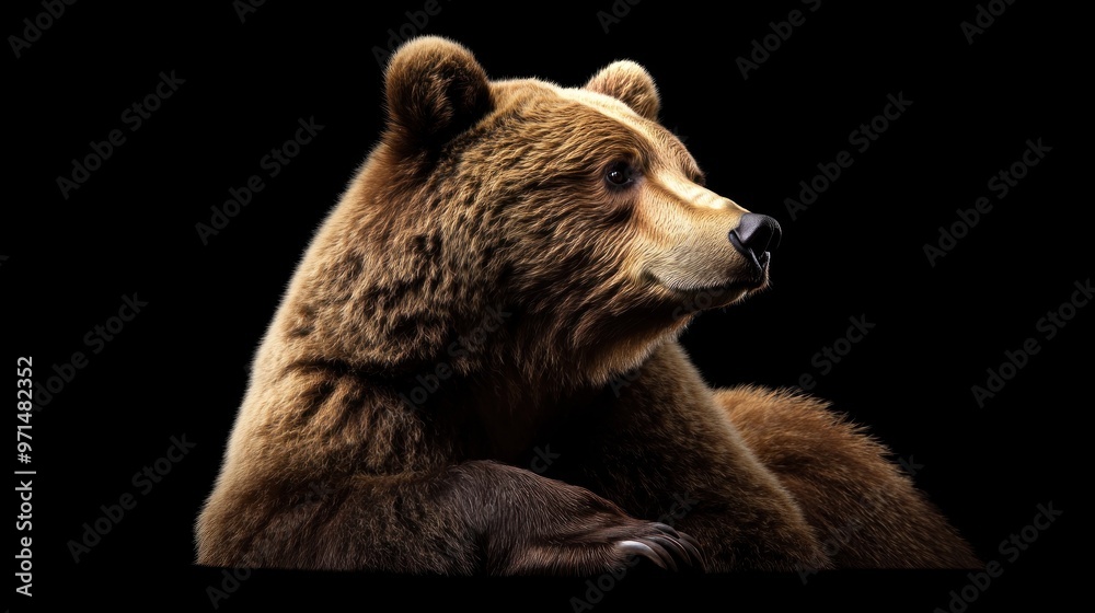 Obraz premium Brown Bear Portrait Against Black Background
