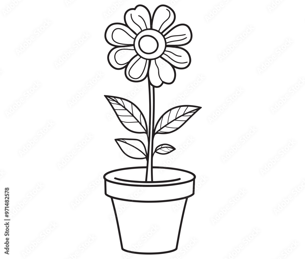 Flower in a pot cartoon flower illustration vector Flower in a pot cartoon flower illustration vector