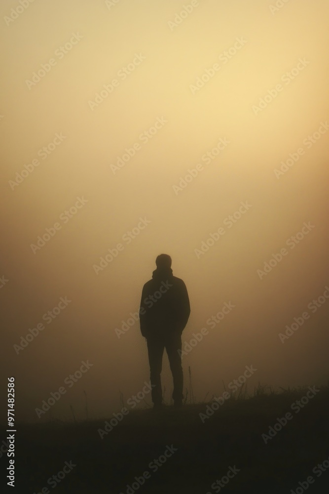 Fototapeta premium Person Standing in Fog