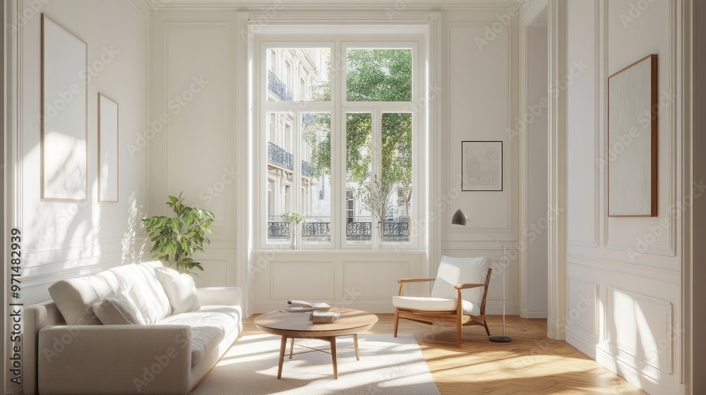 Minimalist Living Room with Large Windows Minimalist Living Room with Large Windows